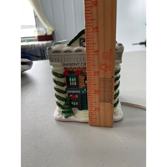 Vintage 1998 Trim A Home Ceramic Bayberry Bank Lighted Holiday Village Christmas - Picture 4 of 6